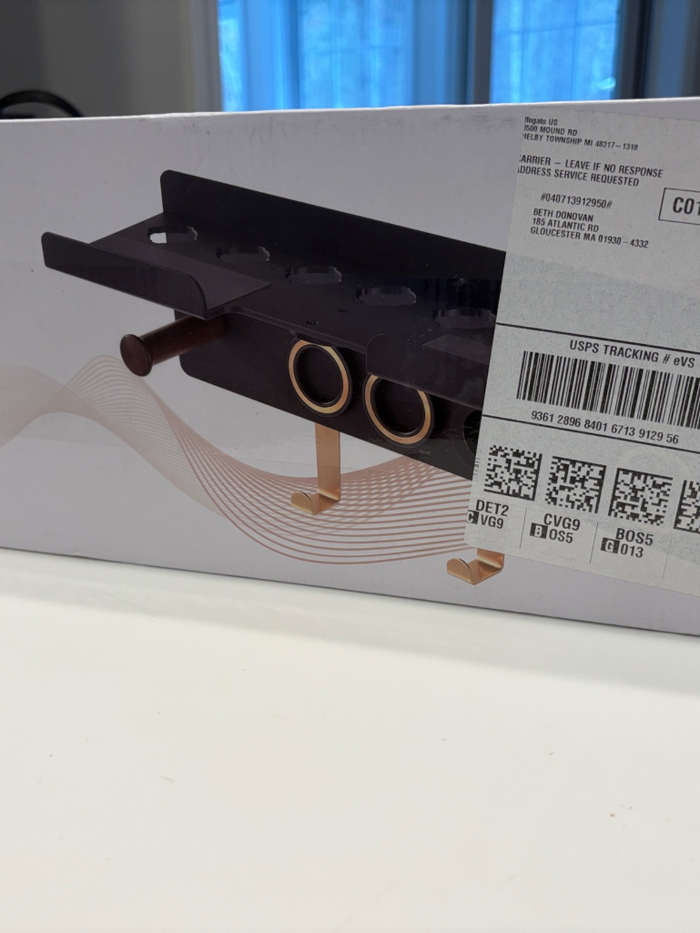 Dyson 2-in-1 Holder Wall Hook Key Holder Rack in Black with Gold Accents